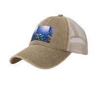Chapeau de cowboy réglable avec motif requin de natation sous la mer, design classique, dos en maille pour la respirabilité, taille unique pour l'extérieur