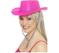 Chapeau De Cowboy Rose Neon Adulte Plastique - Rose Néon rose G