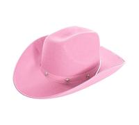 Chapeau de cowboy rose pour adulte avec étoile cloutée - Accessoire de déguisement western classique pour festivals, rodéos, soirées à thème, événements costumés et soirées à la campagne