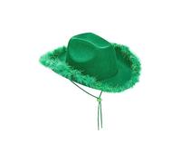 Chapeau de cowboy rose pour femme Fedora en plumes duveteuses Queens Platinum Jubilé Party Hats Western Cowgirl, G-vert., Taille unique