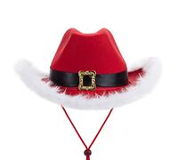 Chapeau de cowboy rose pour femme Fedora en plumes duveteuses Queens Platinum Jubilé Party Hats Western Cowgirl, Bordure blanche A-rouge, Taille unique