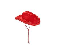 Chapeau de cowboy rose pour femme Fedora en plumes duveteuses Queens Platinum Jubilé Party Hats Western Cowgirl, G-rouge., Taille unique
