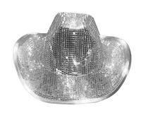 Chapeau de cowboy scintillant - Chapeau de cowboy disco à paillettes - Chapeau miroir - Superbe chapeau de fête amusant pour enterrement de vie de jeune fille - Accessoire de fête pour bar, femme