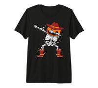 Chapeau de Cowboy Squelette drôle Halloween fête Dab Dance T-Shirt Haut de Gamme
