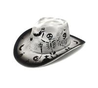 Chapeau de cowboy squelette tendance et distinctif pour Halloween, style graffiti, unisexe, tendance et punk, costume d'Halloween, chapeau de cowboy