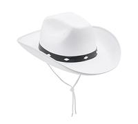 Chapeau de cowboy unisexe avec ourlet solide et cinq clous en cuir à bord incurvé, blanc, Taille unique