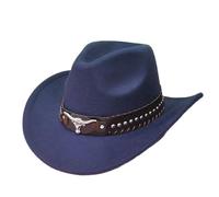 Chapeau de cowboy unisexe de style western - Chapeau en feutre avec bande décorée - Chapeau western classique pour les fêtes à thème, les festivals et les loisirs