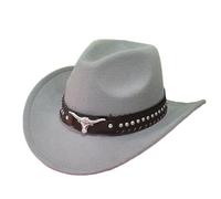 Chapeau de cowboy unisexe de style western - Chapeau en feutre avec bande décorée - Chapeau western classique pour les fêtes à thème, les festivals et les loisirs