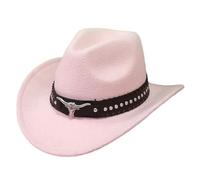 Chapeau de cowboy unisexe de style western - Chapeau en feutre avec bande décorée - Chapeau western classique pour les fêtes à thème, les festivals et les loisirs