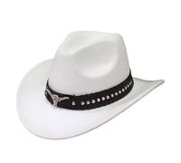 Chapeau de cowboy unisexe de style western - Chapeau en feutre avec bande décorée - Chapeau western classique pour les fêtes à thème, les festivals et les loisirs