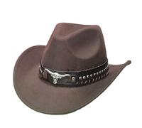 Chapeau de cowboy unisexe de style western - Chapeau en feutre avec bande décorée - Chapeau western classique pour les fêtes à thème, les festivals et les loisirs