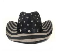 Chapeau de cowboy vintage pour homme avec drapeau américain américain avec forme occidentale, rouge, taille chapeaux de fête pour femmes, Noir , M