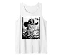 Chapeau de Cowboy Western Cat UFO Desert Retro Woodcut Art Débardeur