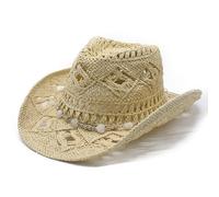 Chapeau de Cowboy Western Femme Homme Été Western Cowboy Chapeaux Shapeable Chapeau de Paille Creusé Chapeaux de Soleil Casquette pour Voyage Plage Extérieur Pêche