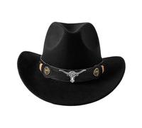 Chapeau de Cowboy Western for Femmes et Hommes, Chapeau Fedora en Feutre roulé avec Ceinture à Boucle, Bande Turquoise, étoile Scintillante, Taille S/M