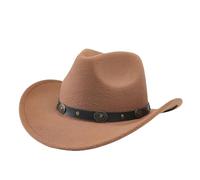 Chapeau de cowboy western pour homme et femme - Bord large - Avec sangle en cuir - Chapeau de brousse - Chapeau de western - Chapeau de soleil - Accessoire de cowboy - Protection solaire pour