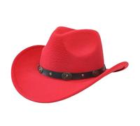 Chapeau de cowboy western pour homme et femme - Bord large - Avec sangle en cuir - Chapeau de brousse - Chapeau de western - Chapeau de soleil - Accessoire de cowboy - Protection solaire pour