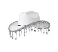 Chapeau de cowgirl à franges scintillantes pour femme - Chapeaux de cowboy respirants avec paillettes - Frange étoile - Banquets de fête - Chapeau de cowgirl - Chapeau de cowgirl pour femme avec