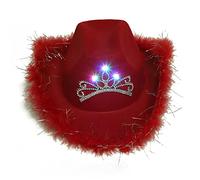 Chapeau de cowgirl à plumes Cowboy Fedora LED Bachelorette Party pour la mariée Bachelorette Prop Chapeau LED en vrac