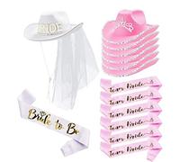 Chapeau de cowgirl de mariée pour femme - Chapeau de cowboy pour enterrement de vie de jeune fille - Accessoire de mariée - Costume de cosplay pour fille - Pour homme et femme
