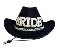 Chapeau de cowgirl en perles artificielles pour marié BrideToBe Chapeau de cowboy pour enterrement de vie de jeune fille, fête de mariage, costume d'Halloween