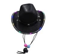 Chapeau de cowgirl lumineux à LED pour animal de compagnie, accessoires de costume de Noël, accessoires de costume de nuit, extérieur, carnaval, fête, chapeau de cowboy pour femme, feutre occidental