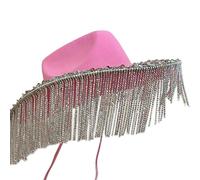 Chapeau de cowgirl pour adulte avec paillettes et franges en strass, convient à la plupart des femmes pour une fête à thème, chapeau de cowboy noir et blanc avec franges à paillettes chapeau de