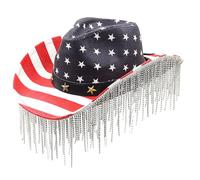 Chapeau de cowgirl respirant à franges avec strass - Chapeau de cowboy occidental pour adolescents et adultes - Chapeau de fête pour séance photo