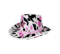 Chapeau de cowgirls élégant avec motif de vache - Détails étoile en métal - Décorations confortables pour cosplay - Activités de plein air quotidiennes - Cowgirls pratiques pour un usage quotidien en