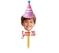 Chapeau de cupcake personnalisé avec photo de visage - Décoration de fête pour anniversaire, mariage, graduation, retraite,enterrement de vie de garçon,Téléchargez votre image pour cupcake customisée