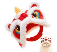 Chapeau De Danse De Lion pour Animaux De Compagnie, Couvre-Chef De Chat De Lion De Danse Mignon, Chapeau pour Animaux De Compagnie en Peluche De Dessin Animé, Chapeau De Petit Chien du Nouvel Chinois