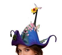 Chapeau de de fée - couvre-chef de sorcière papillon rose, topper de | Chapeau de cosplay floral, couvre-chef de fête fantastique | Déguisement pour adultes, de rôle en festival, souvenir de r