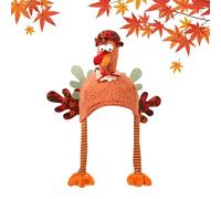 Chapeau de dinde de Noël - Casquette avec longues jambes et écharpe assortie | Chapeaux de Noël fantaisie | Costume créatif en peluche Mr. & Mrs. Turquie pour adultes et | Chapeau amusant de