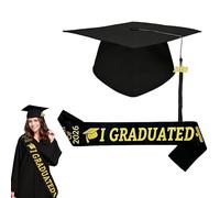 Chapeau de Diplôme 2026 Unisexe Réglable 48-60 cm, Toque de Graduation Noire avec Pendentif 2026 et Écharpe I Graduated, Accessoire Cérémonie Lycée Université Lot 1 Pièce