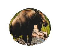 Chapeau de douche imprimé ours cerf, bonnet de douche élastique et réutilisable pour cheveux longs, grand bonnet de douche imperméable, pour femmes hommes enfants