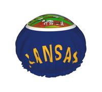 Chapeau de douche réutilisable drapeau du Kansas pour femme, double couche imperméable à l'eau, un must pour les soins capillaires