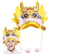 Chapeau de dragon du Nouvel An chinois - Décoration artisanale en tissu non tissé pour l'année du dragon | et accessoire de décoration de vacances, amusant pour les et les adultes | Assemblage