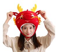 Chapeau de dragon respirant pour le Nouvel An chinois pour adultes - Chapeau en peluche pour garçons et filles