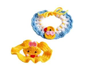 Chapeau de en crochet pour chat avec bavoir | Chapeaux tricotés mignons pour animaux de petite et moyenne taille pour promenade, parc, extérieur, maison, voyage