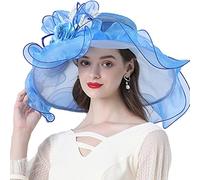 Chapeau De en Organza pour Femmes, Fascinateur De Fleurs, Derby À Large Bord, Église De Mariage, Élégant, Grandes Dames Fedoras