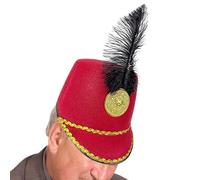 Chapeau de Fanfare Accessoire de Costume | Polyester 56cm Haut-de-forme Style Militaire avec Plume | Chapeau Shako de Soldat Casse-Noisette ou Tambour-Major pour Adultes, Parade, Cosplay, Fête et Carn