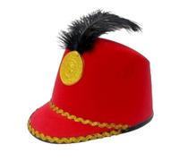 Chapeau de fanfare américain avec plume - Chapeau fantaisie pour déguisement d'Halloween - Rouge