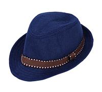 Chapeau de Fedora Trilby Enfants Garçons Filles Chapeau de Soleil Pêche Danse Jazz Voyage Vacances Anti UV Soleil Bob Panama Respirant Topper en Lin Cap Western Mode pour Printemps Eté Automne 5-8 Ans