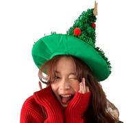 Chapeau de fête de Noël - Design léger en tissu non tissé, en forme d'arbre amusant, cadeaux de fête de Nël | Chapeaux d'arbres de nooël pour célébration de vacances, accessoires Photo pour adultes et