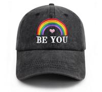 Chapeau de fierté en forme de cœur arc-en-ciel pour hommes et femmes, chapeau de baseball gay réglable en coton brodé, NOIR-LGBT-1, Taille unique