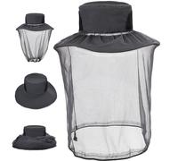 Chapeau de filet de bug, protection solaire large nette bug pour la tête, chapeau respirant avec filet caché détachable, soleil réglable pour les femmes et les hommes, gris foncé, sport