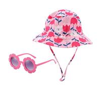 Chapeau De Fleur Pour Enfants 1 Pièce Et Lunettes De Soleil Pour Enfants 1 Pièce, Chapeau De Seau De Protection Solaire, Chapeau De Seau Imprimé Mignon, Accessoires D'Extérieur