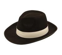 Chapeau de gangster Al Capone noir pour adultes - Accessoire de costume Fedora classique des années 1920, parfait pour Halloween, les fêtes à thème, les événements Speakeasy et les jeux de rôle Mafia