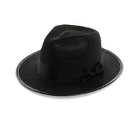 Chapeau de gangster des années 1920 pour adultes - 60 cm - Noir Trilby Fedora avec ruban noir et nœud - Accessoire de déguisement pour adulte