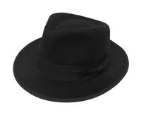 Chapeau de gangster noir pour adulte Al Capone Gangsters Trilby Noir avec bande noire 58 cm